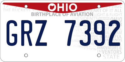 OH license plate GRZ7392