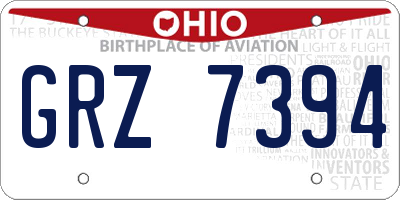 OH license plate GRZ7394