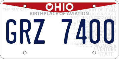 OH license plate GRZ7400