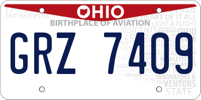 OH license plate GRZ7409