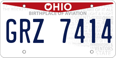 OH license plate GRZ7414