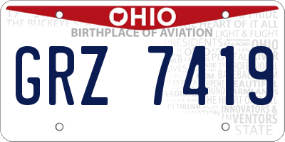 OH license plate GRZ7419