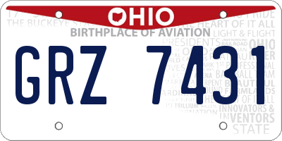OH license plate GRZ7431