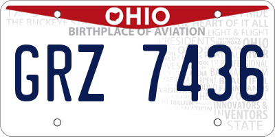 OH license plate GRZ7436