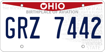 OH license plate GRZ7442