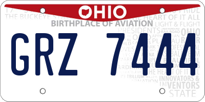 OH license plate GRZ7444