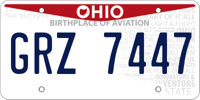 OH license plate GRZ7447
