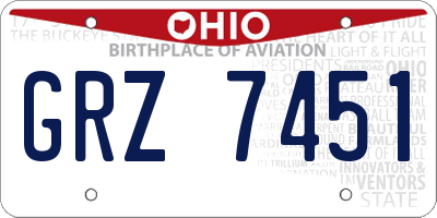 OH license plate GRZ7451