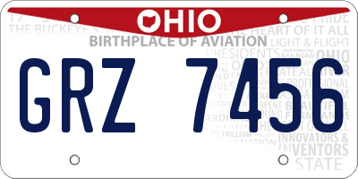 OH license plate GRZ7456