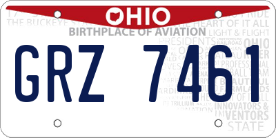 OH license plate GRZ7461