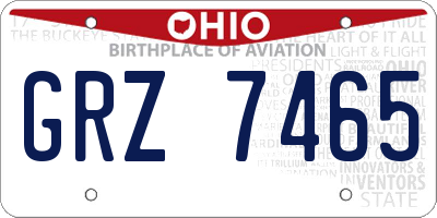 OH license plate GRZ7465