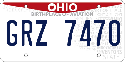 OH license plate GRZ7470