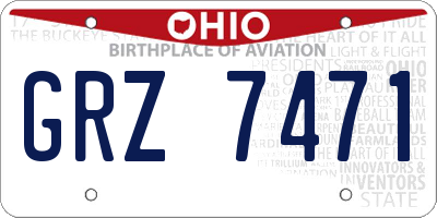 OH license plate GRZ7471