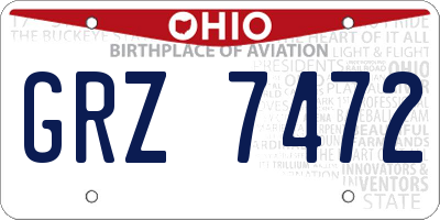 OH license plate GRZ7472
