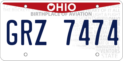 OH license plate GRZ7474