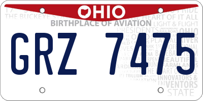 OH license plate GRZ7475