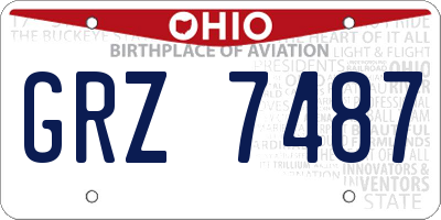 OH license plate GRZ7487