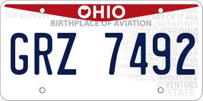 OH license plate GRZ7492