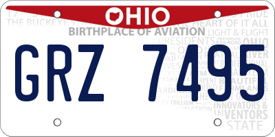 OH license plate GRZ7495