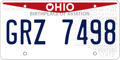 OH license plate GRZ7498