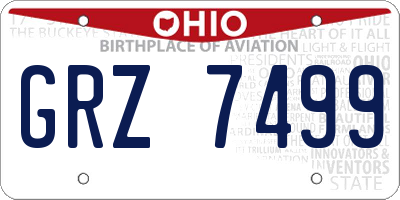 OH license plate GRZ7499