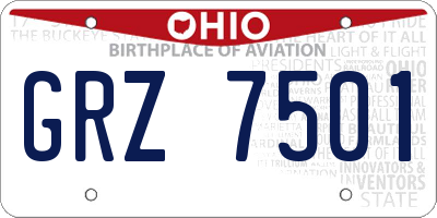 OH license plate GRZ7501