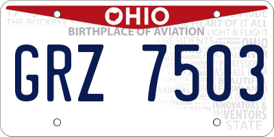 OH license plate GRZ7503