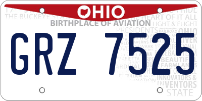 OH license plate GRZ7525