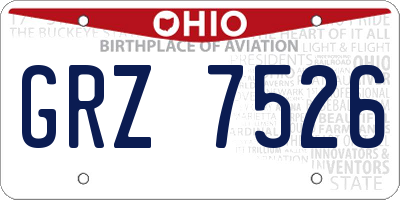 OH license plate GRZ7526