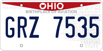 OH license plate GRZ7535