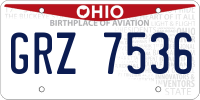 OH license plate GRZ7536