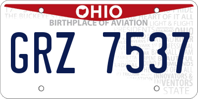 OH license plate GRZ7537