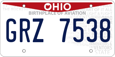 OH license plate GRZ7538