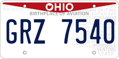 OH license plate GRZ7540