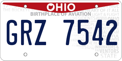OH license plate GRZ7542
