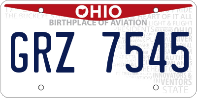 OH license plate GRZ7545