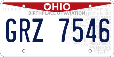 OH license plate GRZ7546