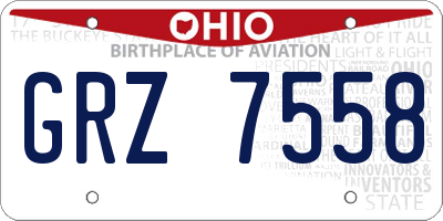 OH license plate GRZ7558