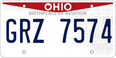 OH license plate GRZ7574