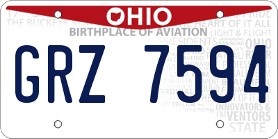 OH license plate GRZ7594