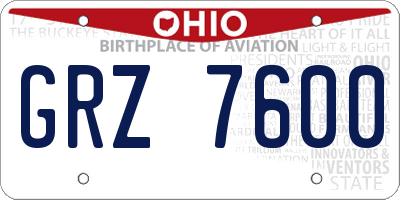 OH license plate GRZ7600
