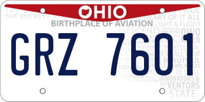 OH license plate GRZ7601