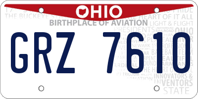 OH license plate GRZ7610