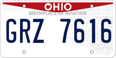 OH license plate GRZ7616