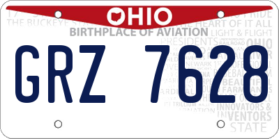 OH license plate GRZ7628