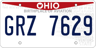 OH license plate GRZ7629
