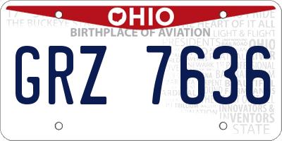 OH license plate GRZ7636