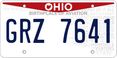 OH license plate GRZ7641