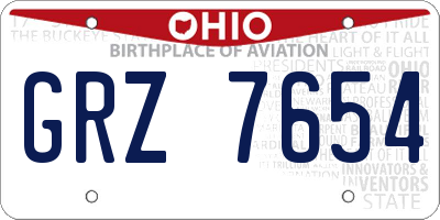 OH license plate GRZ7654