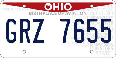 OH license plate GRZ7655